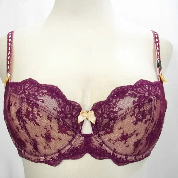 32DD Paramour Captivate Unpadded 3 Part Cup UW Bra Grape Wine NWT - Picture 6 of 16